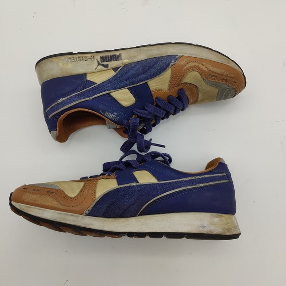 Puma Womens Retro Gorpcore RS 100 R-System Suede Sneakers 7.5 Blue Tan 342589-06 - Picture 3 of 16